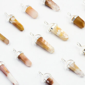 Amphibole Quartz Polished Point Pendants (Sterling Silver)