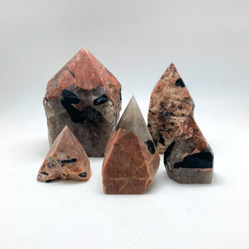 Black Tourmaline with Feldspar Semi-polished