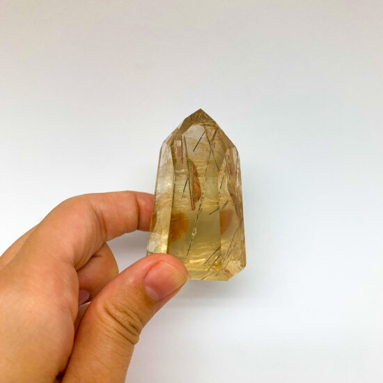 Natural Citrine with Rutile Polished Points – High Grade