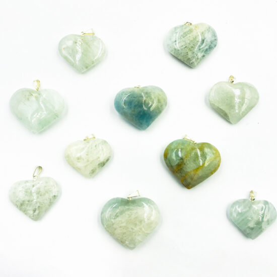 Aquamarine Heart Pendants