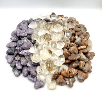 Clear Quartz, Feldspar & Lepidolite Hearts - Bulk Sale