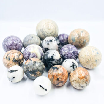 Feldspar, Lepidolite, Tourmaline & Trolleite Spheres - Bulk Sale