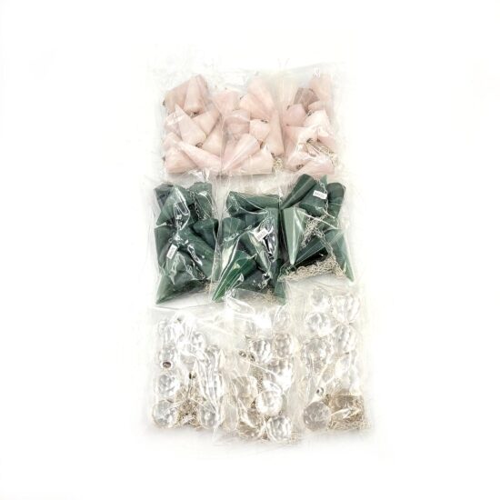 Clear, Green & Rose Quartz Pendulums - Bulk Sale