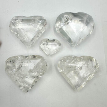 Clear Quartz Faceted Hearts