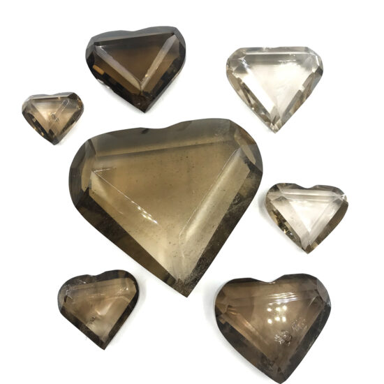 Smoky Faceted Hearts