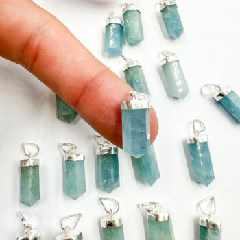 Aquamarine Polished Points Pendants (Sterling Silver)