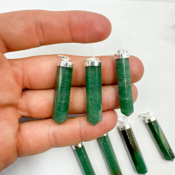 Aventurine Polished Points Pendants (Sterling Silver)