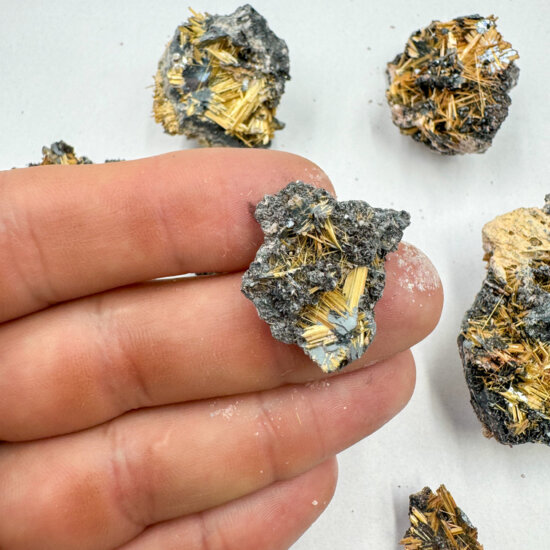 Golden Rutile w/ Hematite Clusters (7 piece lot)
