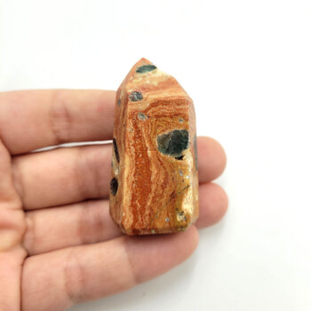 Apatite on Jasper and Orange Calcite Polished Points