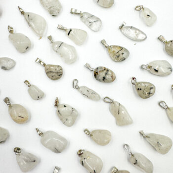 Black Tourmaline in Quartz Tumbled Pendant