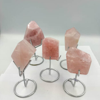 Rose Quartz Free Forms with Custom Bases
