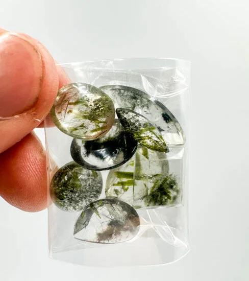 Green Epidote & Black Tourmaline on Quartz (5 to 11 pcs lot)