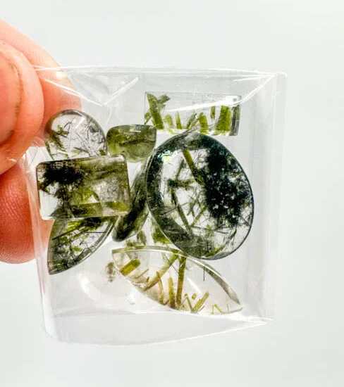 Green Epidote & Black Tourmaline on Quartz (5 to 11 pcs lot)