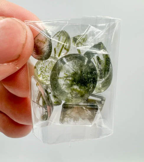 Green Epidote & Black Tourmaline on Quartz (5 to 11 pcs lot)