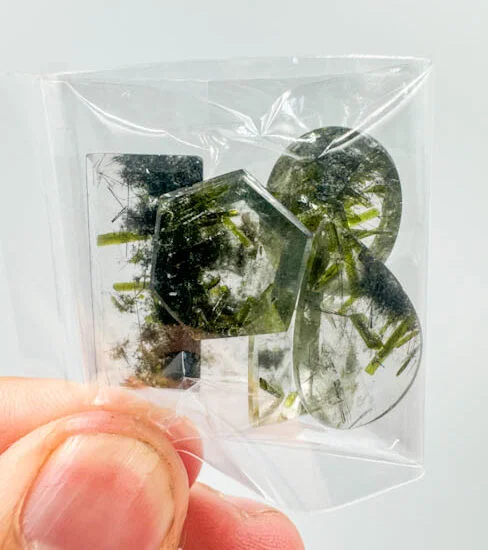 Green Epidote & Black Tourmaline on Quartz (5 to 11 pcs lot)