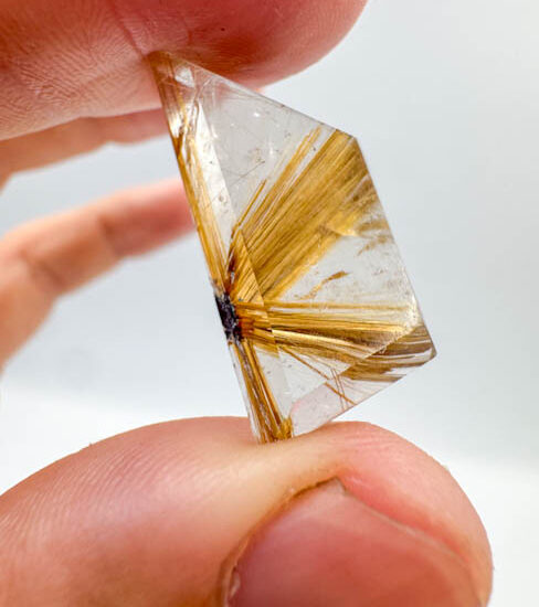 Golden Rutile Half Star on Quartz (16ct piece)