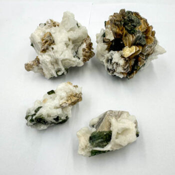 Green Tourmaline with Mica & Albite (4 pieces lot)