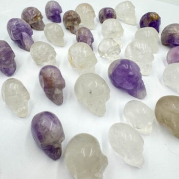 Clear Quartz & Amethyst Skulls - Mini (29 pieces lot)