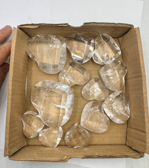 Clear Quartz Faceted Hearts (12 pieces lot)