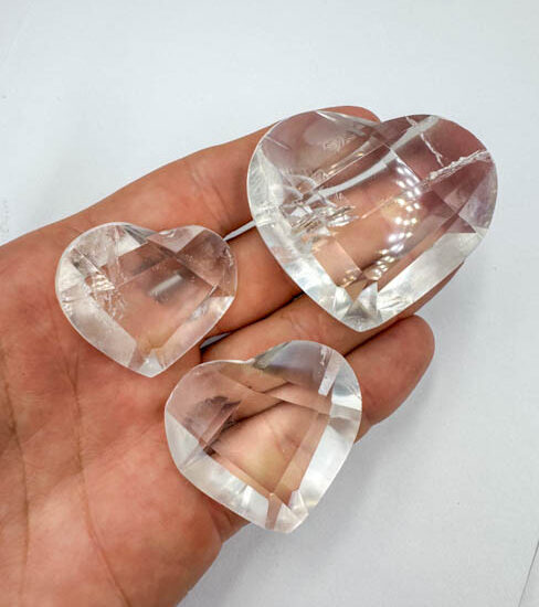 Clear Quartz Faceted Hearts (12 pieces lot)