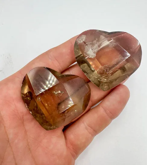 Smoky Quartz Faceted Hearts (13 pieces lot)