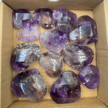 Smoky Amethyst Faceted Hearts (12 pieces lot)