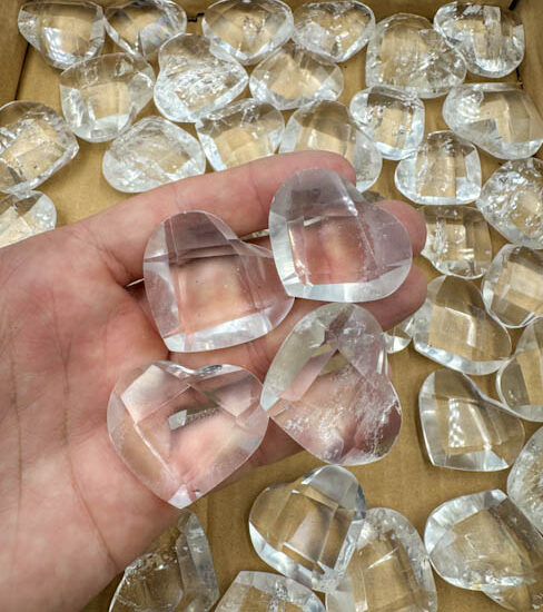 Clear Quartz Faceted Hearts - Small (53 pieces lot)