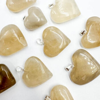 Natural Citrine Hearts Pendant (Sterling Silver)