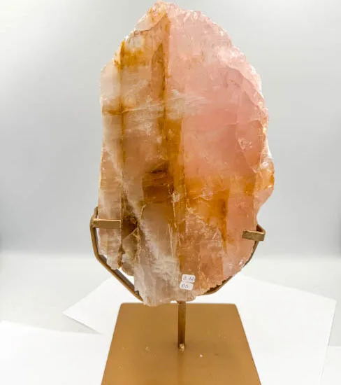 Rose Quartz “Golden Healer” Slab on Custom Base (3.12Kg Piece)