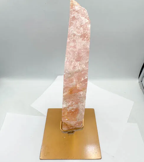 Rose Quartz “Golden Healer” Slab on Custom Base (3.12Kg Piece)