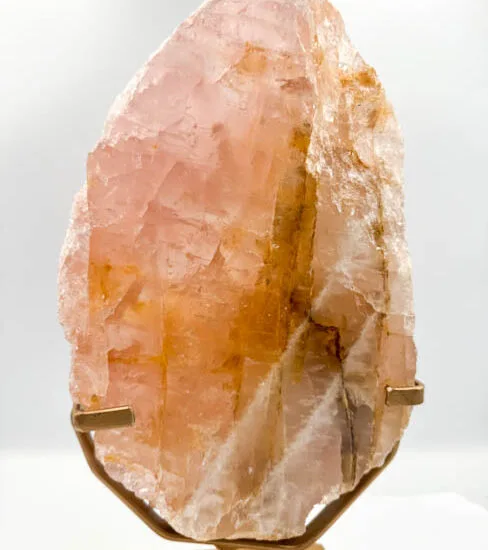 Rose Quartz “Golden Healer” Slab on Custom Base (3.12Kg Piece)