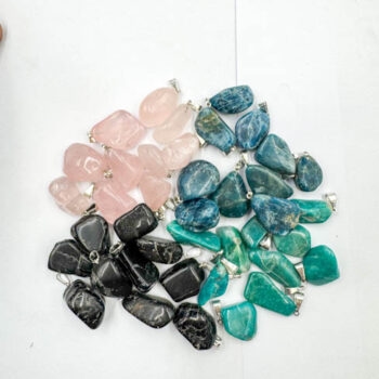 Rose Quartz, Black Tourmaline, Apatite & Amazonite Pendants (40 Pieces Bulk Sale Lot)
