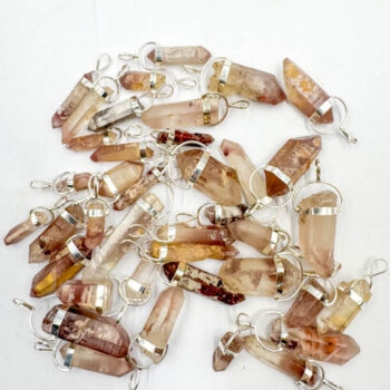 Rough Lithium Quartz Silver Pendants (40pcs Bulk Sale Lot)