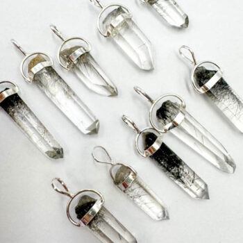 Black Tourmaline Polished Points Pendants (Sterling Silver)