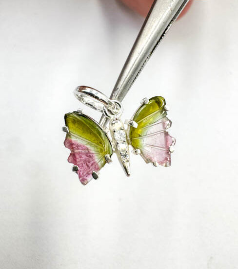 Tourmaline Butterfly Pendants (Sterling Silver)