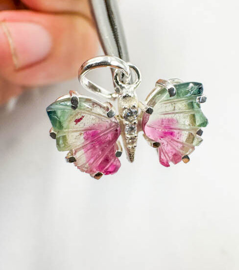 Tourmaline Butterfly Pendants (Sterling Silver)