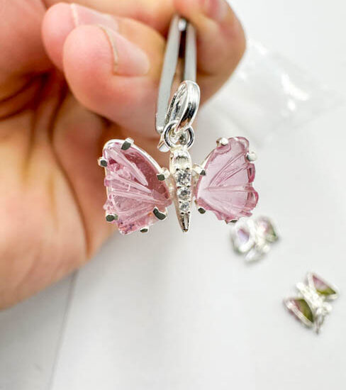 Tourmaline Butterfly Pendants (Sterling Silver)