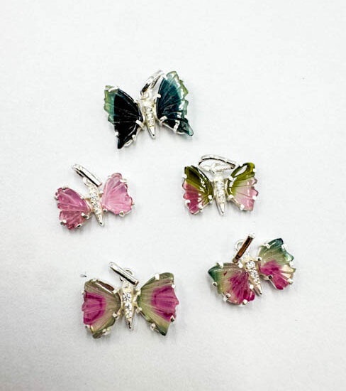 Tourmaline Butterfly Pendants (Sterling Silver)