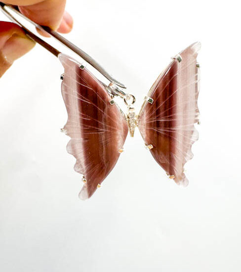 Lithium Quartz Butterfly Pendant (Sterling Silver)