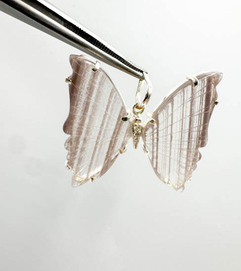 Lithium Quartz Butterfly Pendant (Sterling Silver)