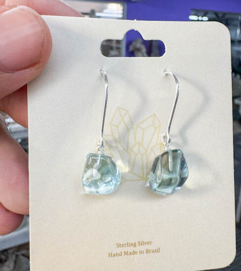High Grade Blue Topaz Tumbled Earrings (Sterling Silver)