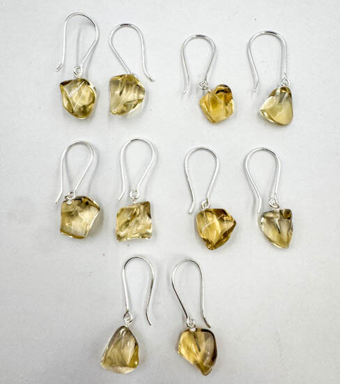 High Grade Tumbled Citrine Earrings (Sterling Silver)