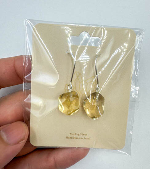 High Grade Tumbled Citrine Earrings (Sterling Silver)