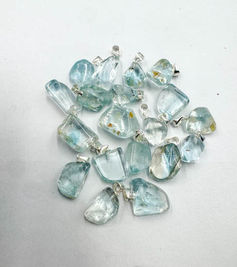 Blue Topaz Tumbled Pendants (Sterling Silver)