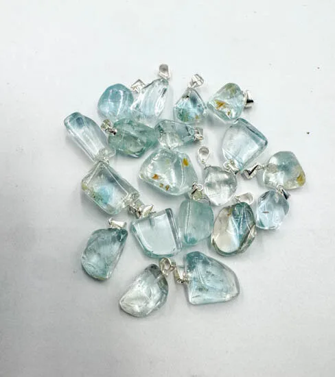 Blue Topaz Tumbled Pendants (Sterling Silver)