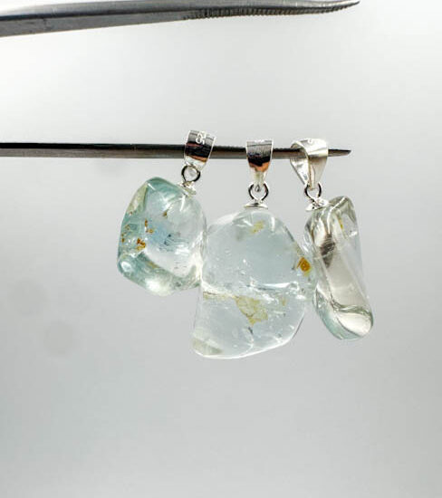 Blue Topaz Tumbled Pendants (Sterling Silver)