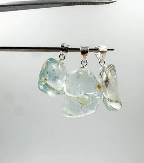 Blue Topaz Tumbled Pendants (Sterling Silver)