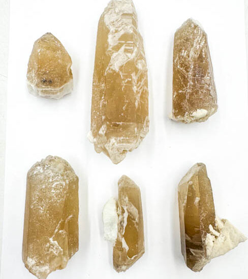 Natural Citrine Wands w/ Albite (6 pieces lot)