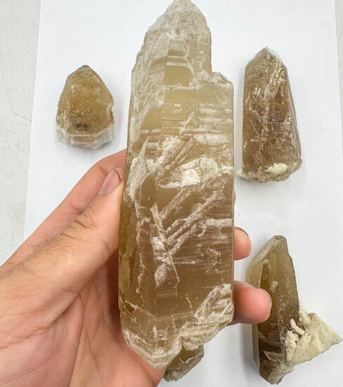 Natural Citrine Wands w/ Albite (6 pieces lot)