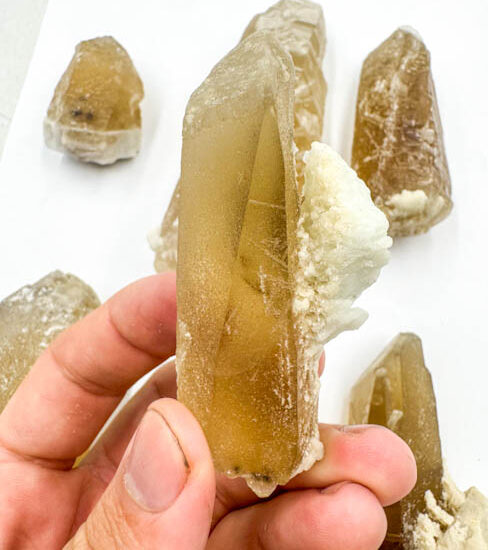 Natural Citrine Wands w/ Albite (6 pieces lot)